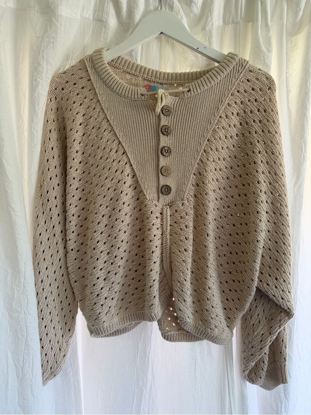 FP Beach Beige Cardigan Knit Sweater